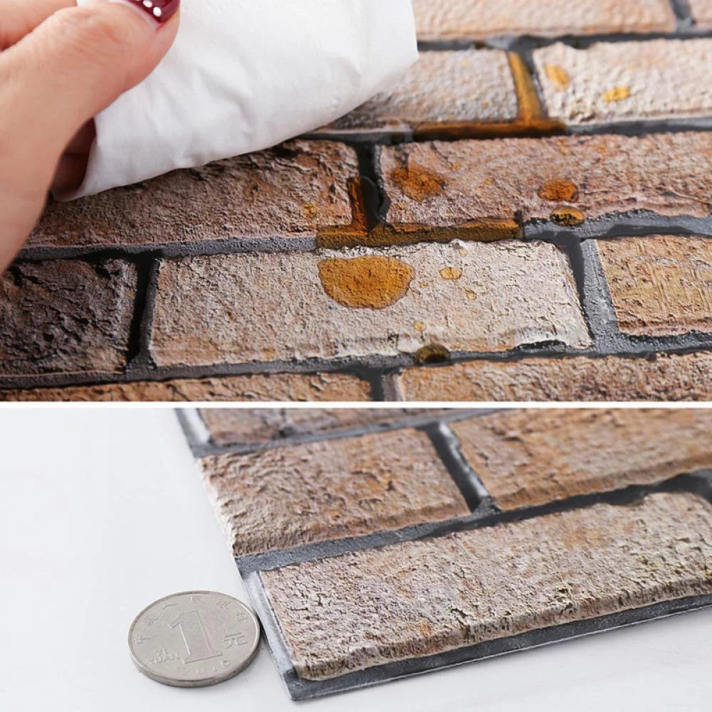 Fixdono 10PCS 3D Brick Wall Panels, 12" x12" Self-Adhesive PVC Wall Panel for Home Decor, Waterproof & Removable Peel and Stick Wallpaper for Bedroom, Bathroom, Kitchen, 0.12" Thickness