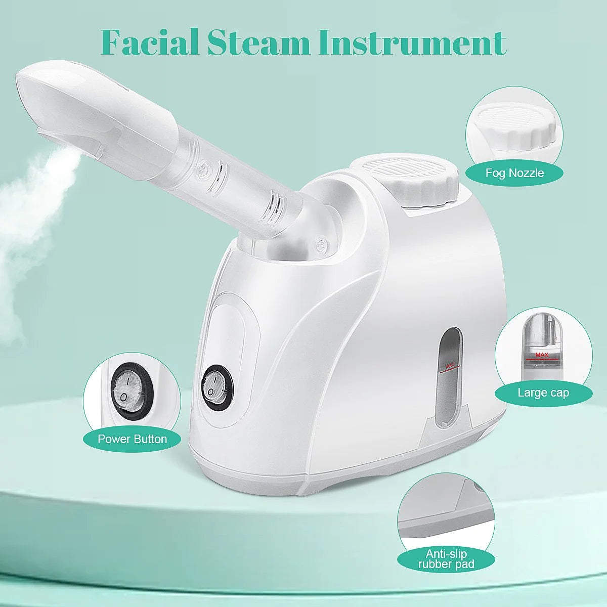 Nano Ionic Facial Steamer, Professional Face Steamer with 360°Rotatable Sprayer, Warm/Cold Mist Portable Facial Steamer Machine for Home Salon and Spa