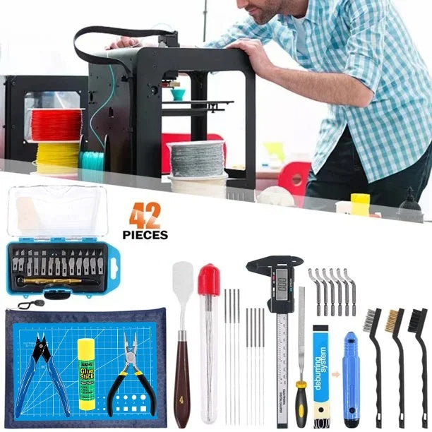 Fixdono 3D Printer Parts Tool Kit with Nozzle Cleaning Needles, Multicolor, 42 Count