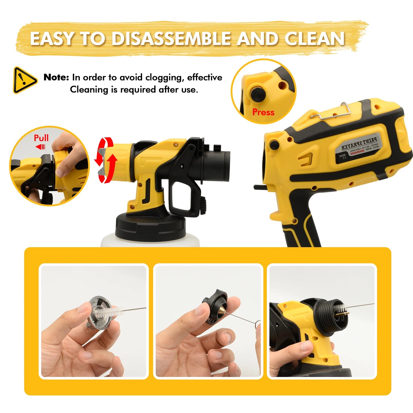 Fixdono 800W HVLP Paint Sprayer, Corded Electric Spray Gun with 1400ml Tank, 5 Copper Nozzles & 3 Spray Patterns, Easy-to-Clean Paint Sprayer for Furniture, Cabinets, Walls, Doors & DIY Projects
