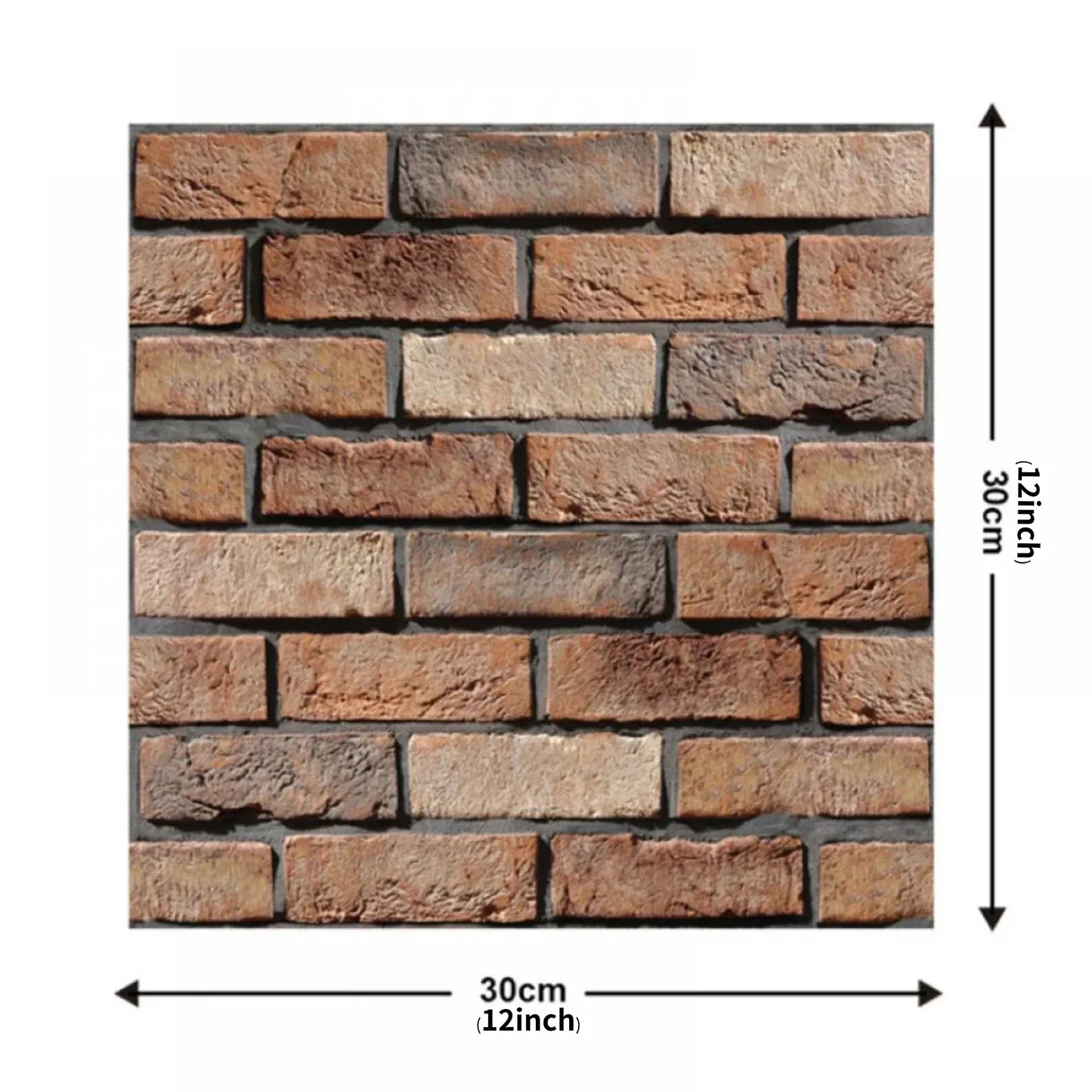 Fixdono 10PCS 3D Brick Wall Panels, 12" x12" Self-Adhesive PVC Wall Panel for Home Decor, Waterproof & Removable Peel and Stick Wallpaper for Bedroom, Bathroom, Kitchen, 0.12" Thickness