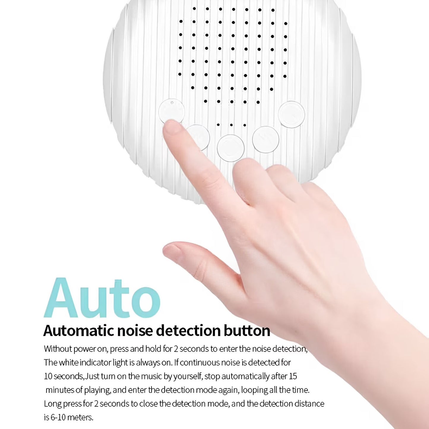Fixdono Portable White Noise Sound Machine w/ Charging Cable for Adults, Baby, White