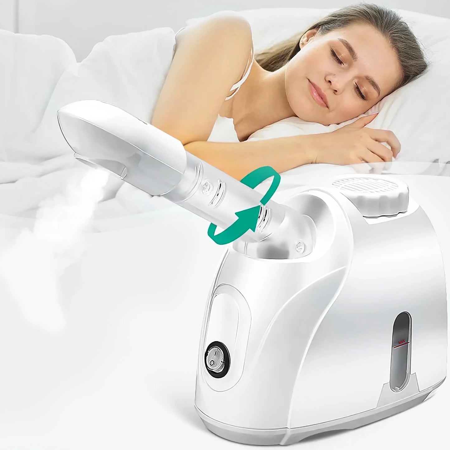 Nano Ionic Facial Steamer, Professional Face Steamer with 360°Rotatable Sprayer, Warm/Cold Mist Portable Facial Steamer Machine for Home Salon and Spa