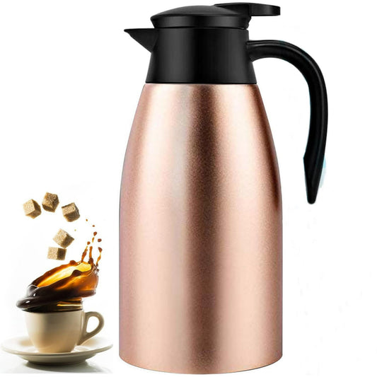 68oz Thermal Coffee Carafe, Stainless Steel Vacuum Insulated Coffee Thermos for Hot and Cold Beverage (Gold）