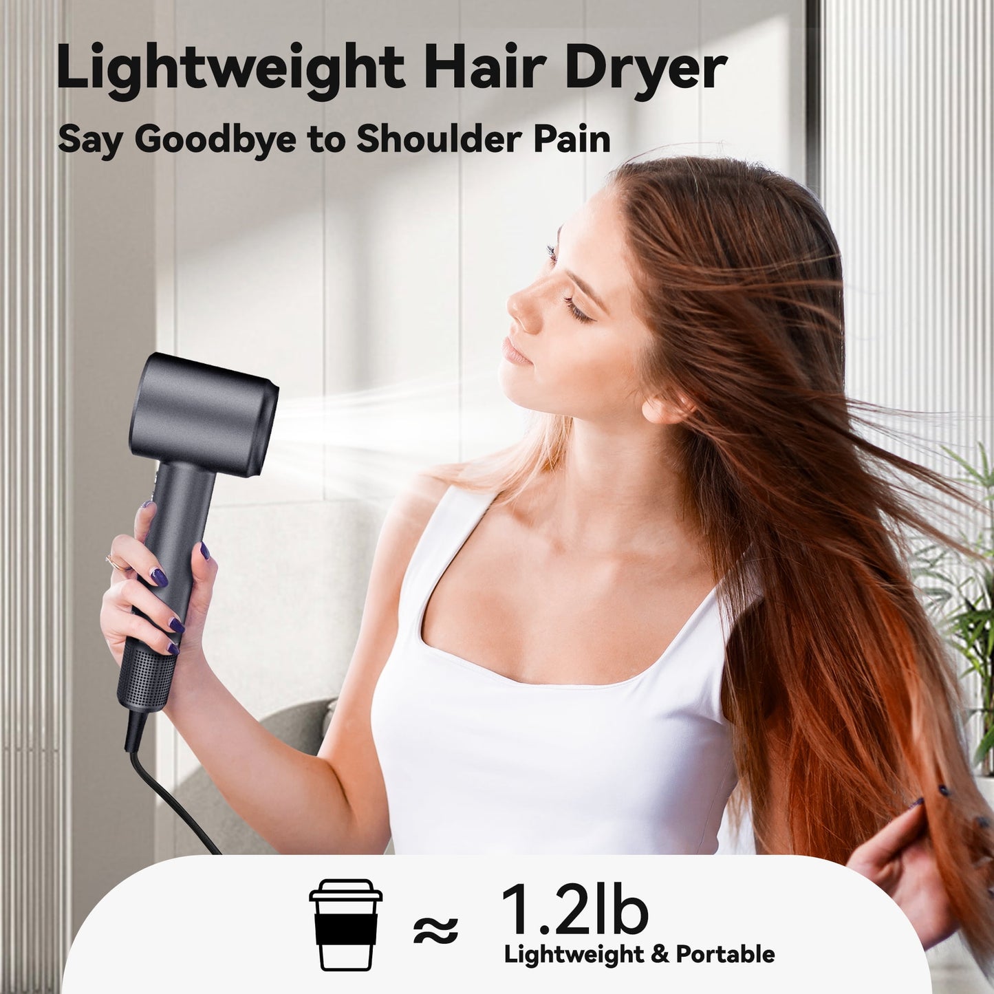 Fixdono Professional High Speed Ionic Hair Dryer with Magnetic Nozzle, Fast Drying, Low Noise