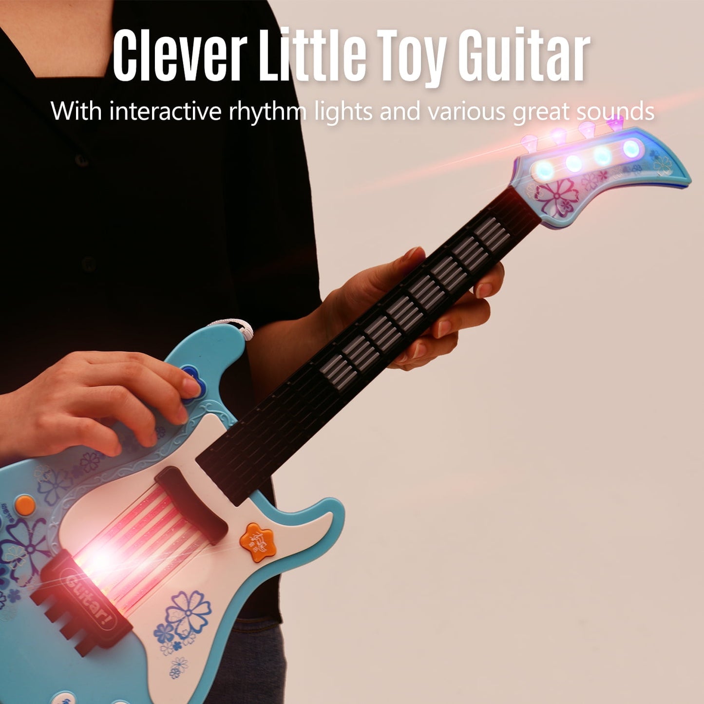 Kids Little Guitar,Kids Guitar for Boys with Rhythm Lights and Sounds,Fun Baby Educational Musical Instruments,Fixdono Music Electric Guitar Toy for Toddlers Children 3 4 5 Year Old Boys Girls,Blue