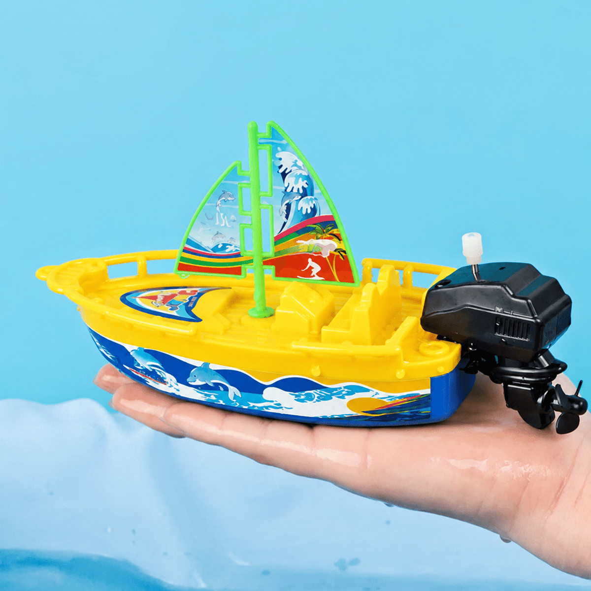 Fixdono Wind-up Boat Bath Toy, 4 Pack Clockwork Boat Bathtub Toy, Ship Winding Clockwork Toy, Float Water Wind up Water Boat Children Bathtub Shower Toy for Kids(Random Color)
