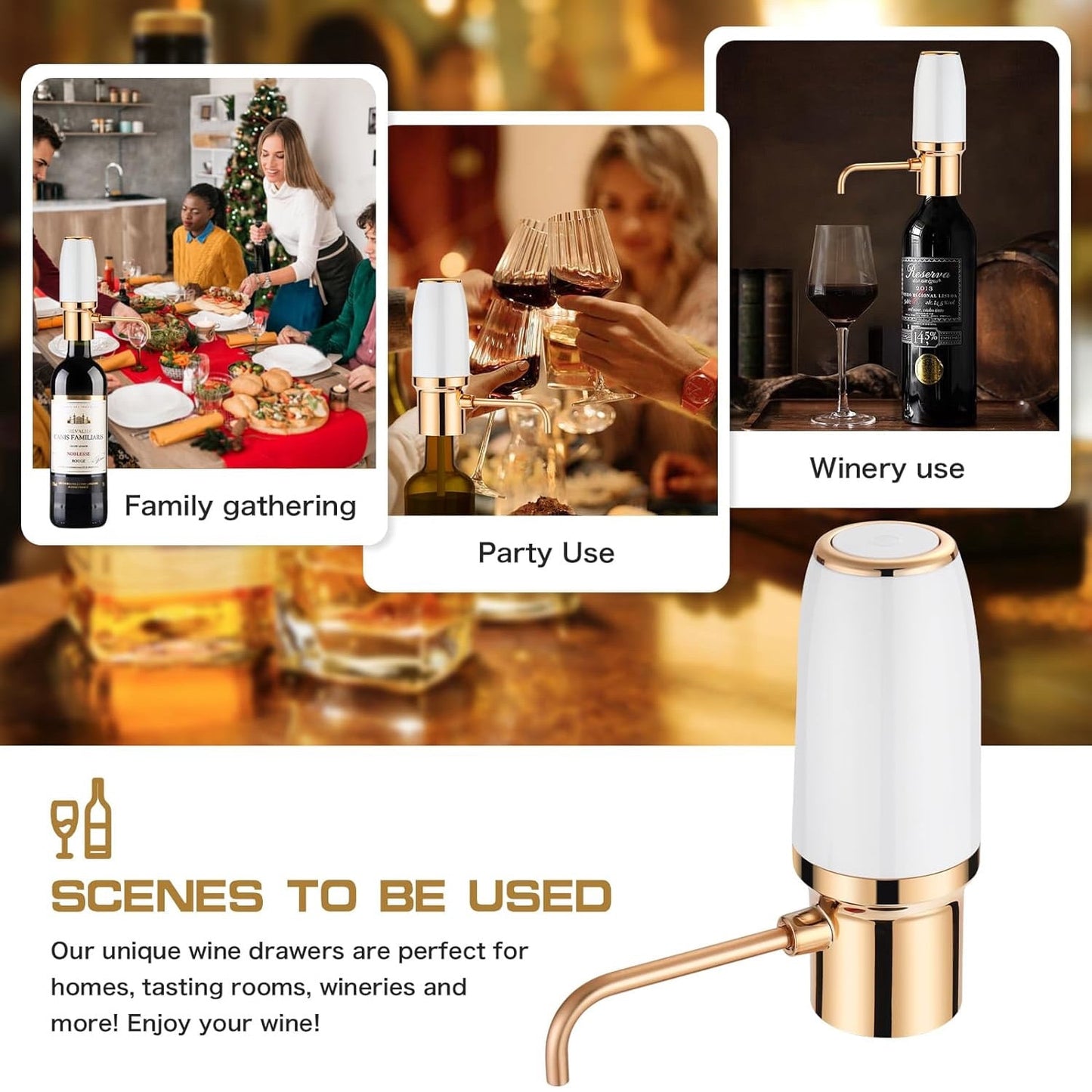 Automatic Wine Aerator Pourer Electric Smart Decanter, Dispenser Rechargeable with Micro USB Cable