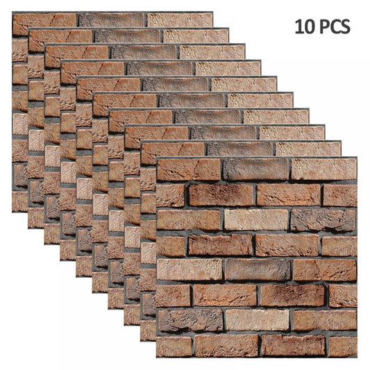 10PCS 3D Brick Wall Stickers, 10 Sq.Ft Self-Adhesive Foam Panels for Home Decor, Waterproof & Removable Peel and Stick Wallpaper for Bedroom, Bathroom, Kitchen